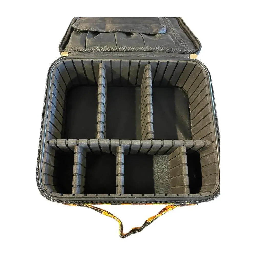Travel Makeup Train Case - Adjustable Compartments - Sunflower Design